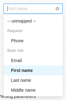 csv data field selector